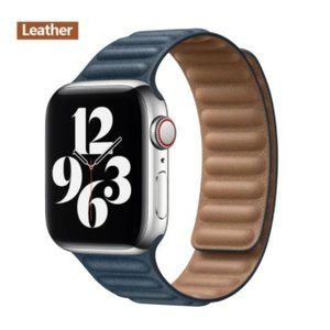 NEW[BAND] Navy Leather Magnetic For Apple Watch